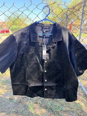 Fashion Nova Men Caicos Faux Leather Shirt Black XXL - NWT